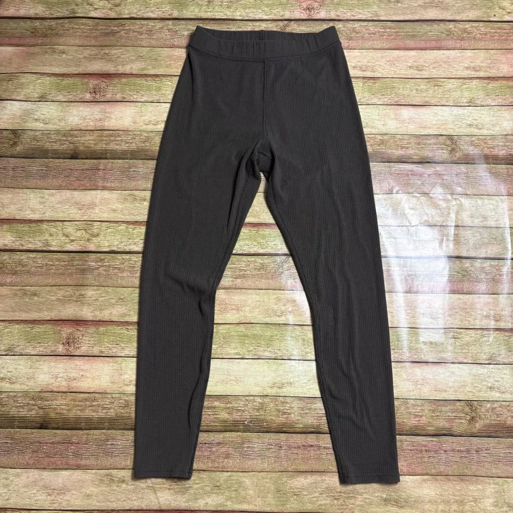 Alo Yoga Women Ribbed Leggings Espresso Brown High Waist Activewear Small